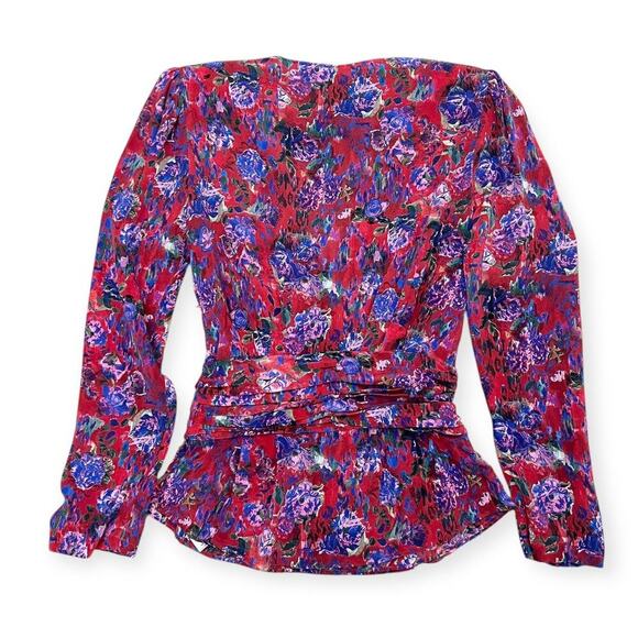 IRO Structured Shoulder V-Neck Hurl Floral Silk Blouse size FR 32 (US XXS) - Picture 6 of 9